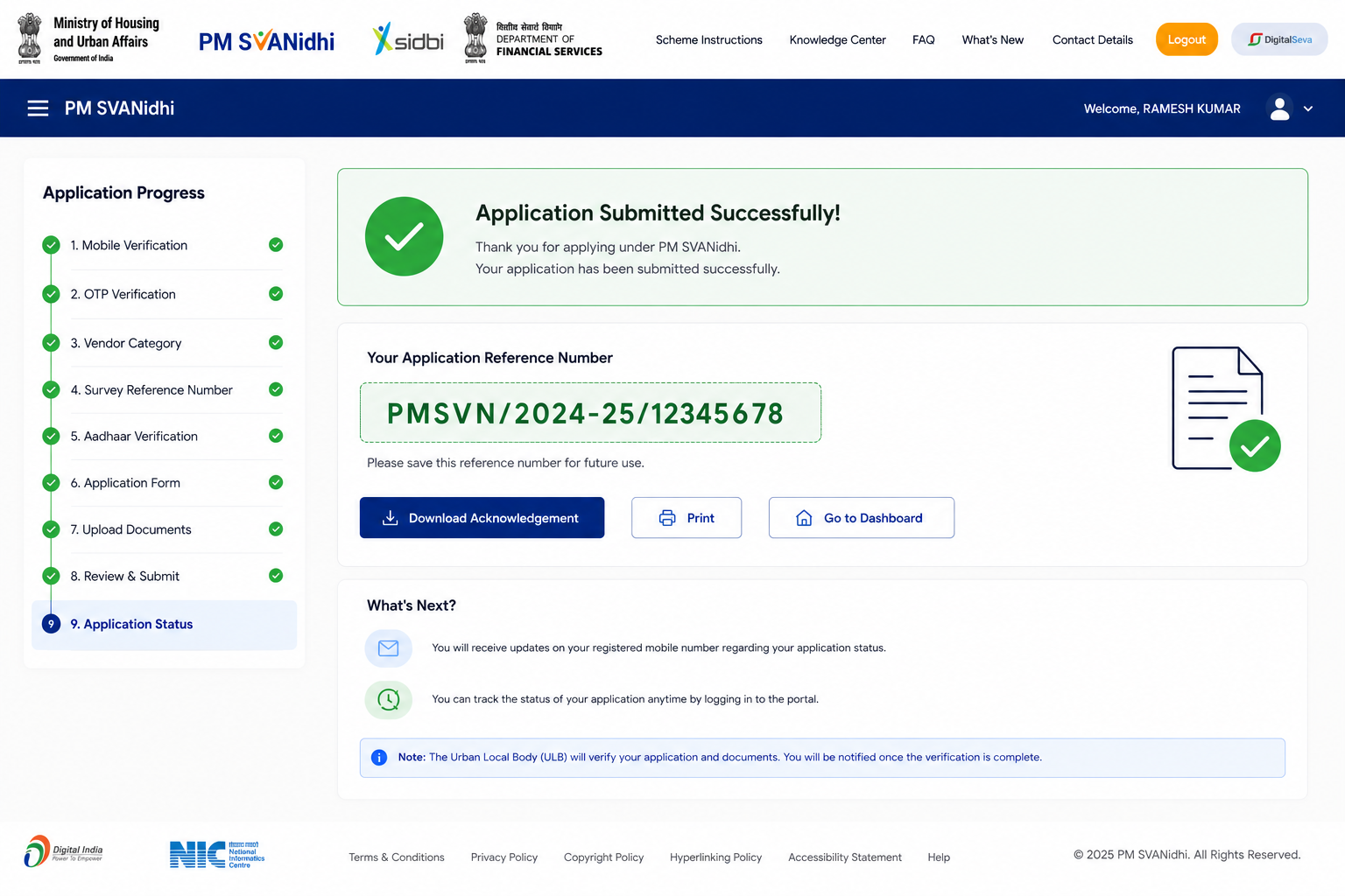 PM SVANidhi Step 10 - Submit Application