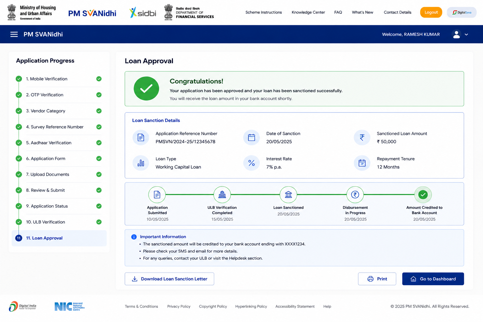 PM SVANidhi Step 11 - Track Application Status